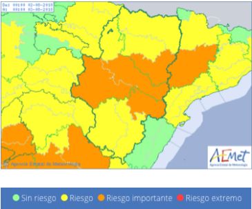 El Bajo Aragón, con aviso naranja este jueves por temperaturas máximas de hasta 39 grados