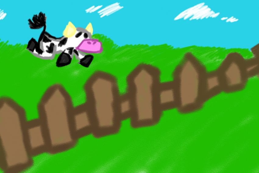 Altas vacas bajaban agachadas a la valla, a la mañana