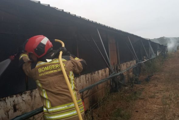 Un incendio calcina una granja de pollos en Valdeltormo con todos los animales en el interior