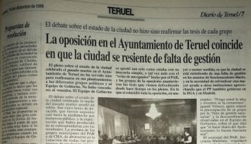 Hemeroteca: El primer debate sobre el estado de la ciudad de Teruel se celebró en 1996 con mucho ruido y pocas conclusiones