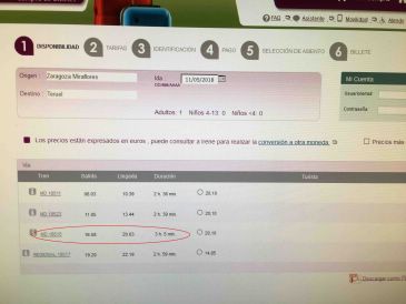 Ganar denuncia un cambio de horario del tren Zaragoza-Teruel que supone un incremento horario de 20 minutos