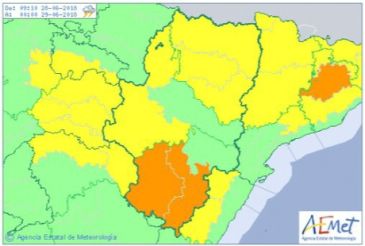 Alerta naranja por riesgo de fuertes tormentas en la mayor parte de la provincia de Teruel