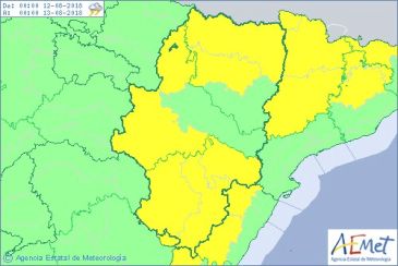 La Aemet amplía la alerta amarilla por lluvias y tormentas en la provincia de Teruel para este domingo