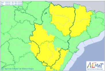 Nueva alerta amarilla por lluvias y tormentas este jueves en Teruel