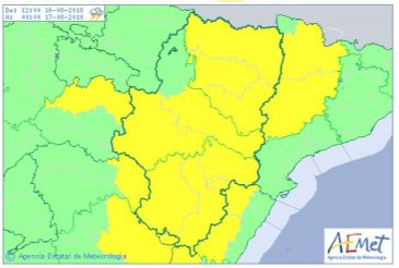 La alerta amarilla por lluvias y tormentas se amplía a toda la provincia de Teruel