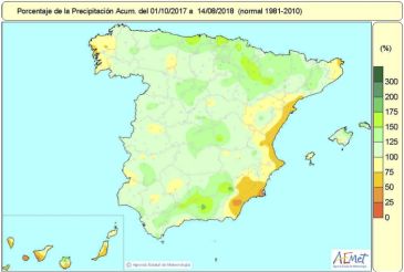 Las lluvias acumuladas en la provincia de Teruel desde que comenzó el año hidrológico no alcanzan el valor normal
