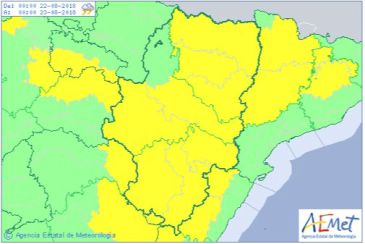 Toda la provincia de Teruel, en alerta amarilla por tormentas entre las 14 y las 21 horas