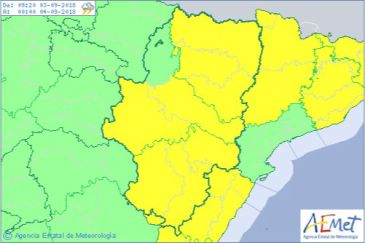 Alerta amarilla por lluvias y tormentas en toda la provincia de Teruel