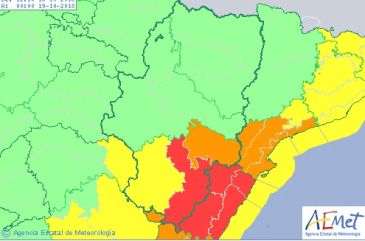 Aemet activa la alerta roja por lluvias en Gúdar y Maestrazgo entre las 16 horas del jueves y las 12 del viernes