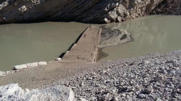 El vaciado de Santolea saca el antiguo puente de Castellote a la superficie