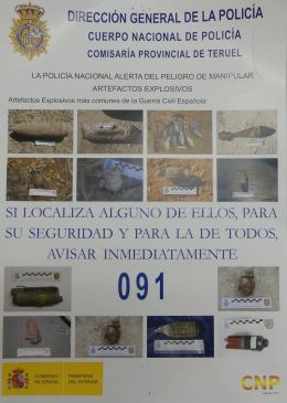 La Policía Nacional neutralizó 42  artefactos explosivos de la  Guerra Civil en Teruel el año pasado