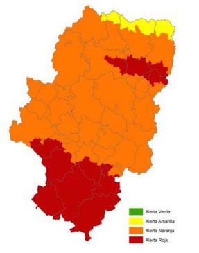 Alerta roja por incendios forestales en buena parte de la provincia de Teruel