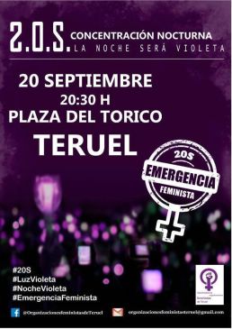 Teruel secunda este viernes la noche violeta contra la violencia machista con una concentración a las 20:30 en la plaza del Torico