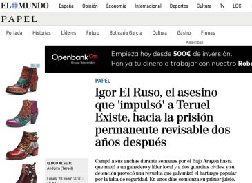 Periodistas de Aragón denuncia la manipulación del diario El Mundo que relaciona al asesino Igor el Ruso con Teruel Existe