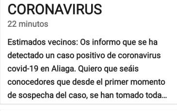 Un bando municipal en Aliaga confirma un infectado por coronavirus en el pueblo