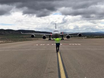 El Aeropuerto de Teruel recibe un A380 y un A340-600 de la aerolínea alemana Lufthansa