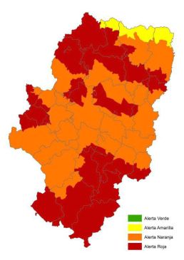 Alerta roja de peligro de incendios forestales en varias zonas de la provincia