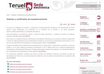 Los turolenses podrán obtener volantes y certificados de empadronamiento directamente desde la Sede Electrónica del Ayuntamiento