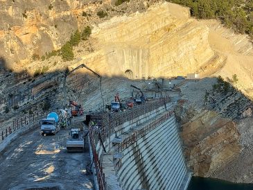 El cuerpo principal de la presa del Cañón de Santolea está al 92% de ejecución