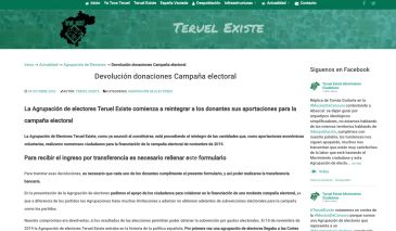 Teruel Existe empieza a devolver a los donantes sus aportaciones para la campaña electoral