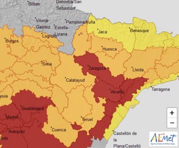 El Bajo Aragón estará el sábado en nivel rojo de alerta por nieve