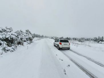 La alerta roja por nieve seguirá el domingo en el Bajo Aragón