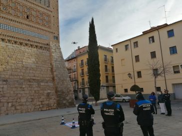 El dron de la Policía Local de Teruel: una herramienta útil para los temporales y el confinamiento y que servirá para control urbanístico