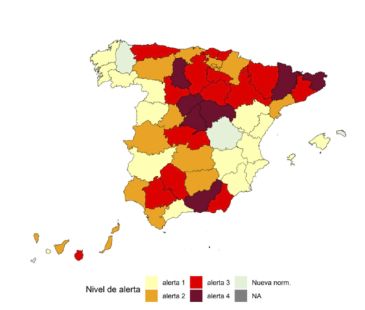 El Ministerio de Sanidad mantiene a Teruel en alerta 1 mientras que Aragón está en nivel 3 de riesgo por covid