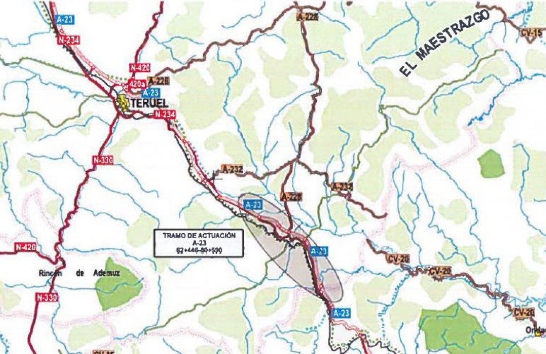 El Mitma adjudica las obras de rehabilitación del firme de la A-23 entre el límite Teruel con Castellón y Sarrión