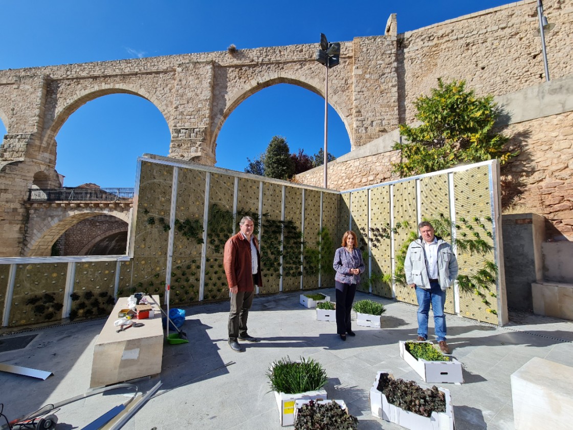 Teruel estrena su primer jardín vertical en el mirador de Los Arcos