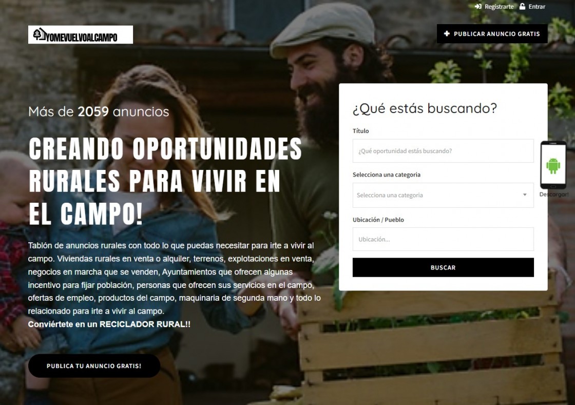 El portal yomevuelvoalcampo.com, un tablón de anuncios para el medio rural