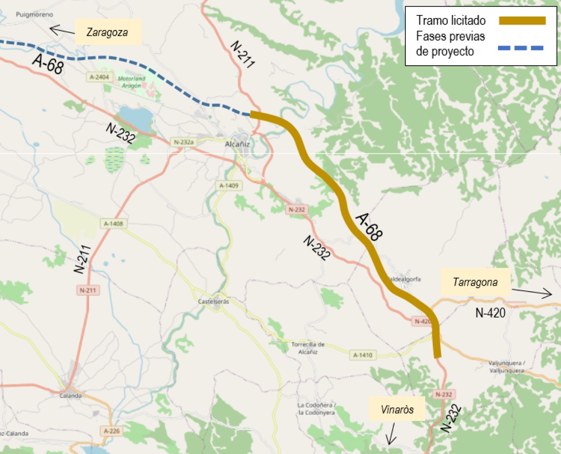 El Mitma formaliza el contrato de redacción del proyecto del tramo Ventas de Valdealgorfa-Alcañiz de la A-68