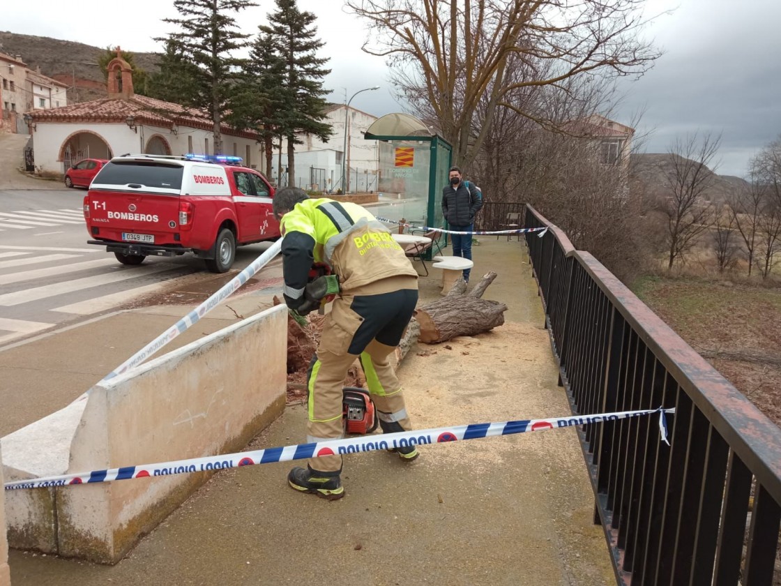 Los bomberos de la DPT atienden una quincena de incidencias causadas por el fuerte viento en Teruel y su entorno