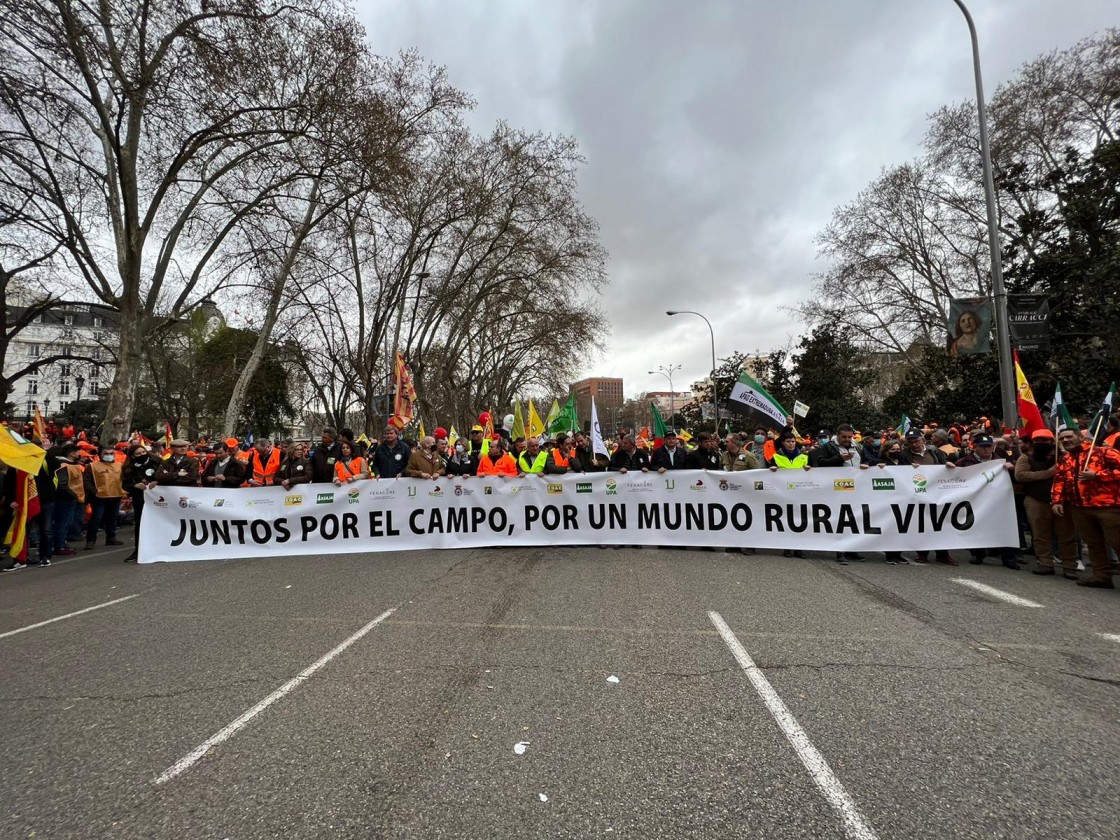 El campo pide ayudas urgentes en una masiva manifestación en Madrid con participación turolense