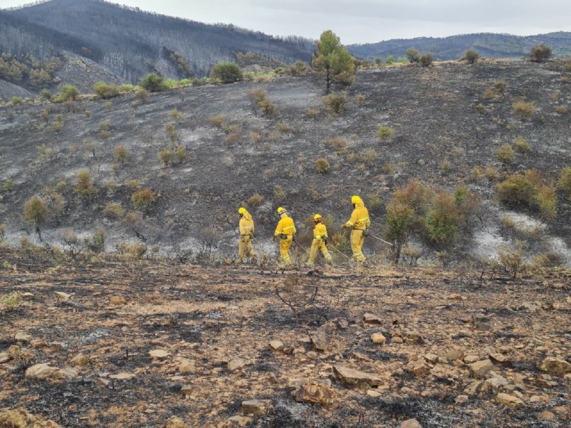 La lluvia ayuda a controlar definitivamente el incendio declarado en Castejón de Tornos