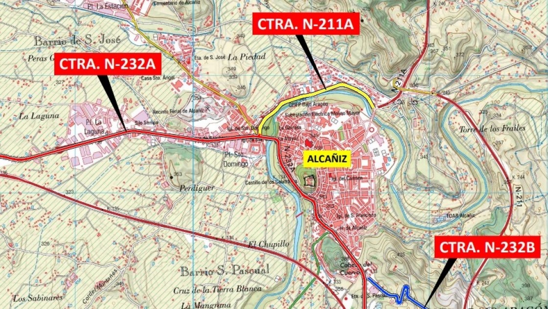 La remodelación de viales nacionales en Alcañiz se prolongará 18 meses