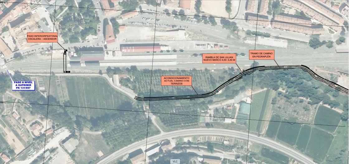 La eliminación del paso a nivel con barreras en la estación de Teruel permitirá recuperar un camino junto al río Turia