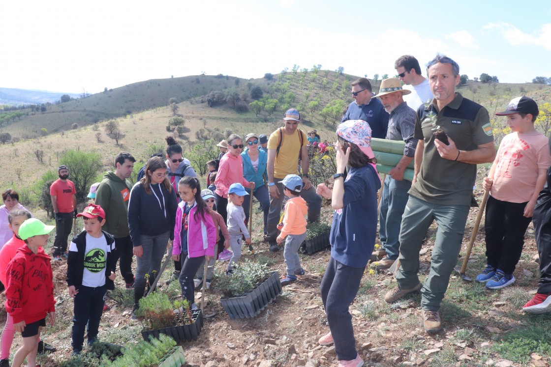 La Guardia Civil apadrina una repoblación forestal en el monte de Burbáguena que sufrió el incendio de junio