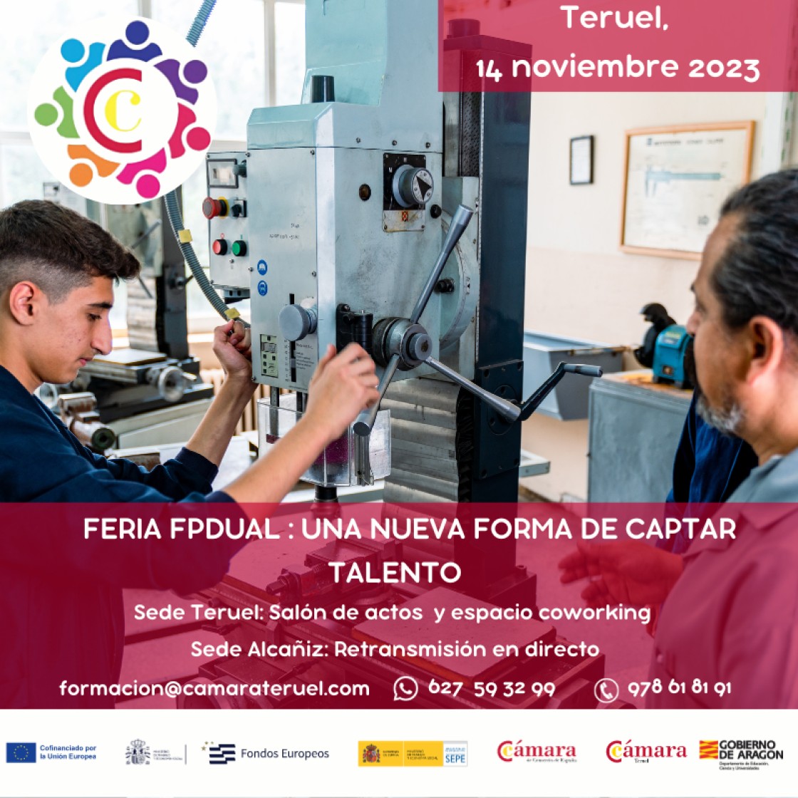 Cámara Teruel acoge el 14 de noviembre la Feria de Formación Profesional Dual