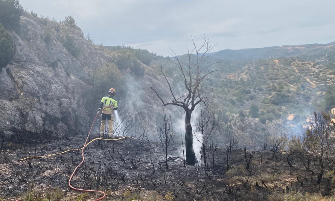 Bomberos del Parque de Alcañiz de la DPT extinguen un incendio entre Alcorisa y Mas de las Matas