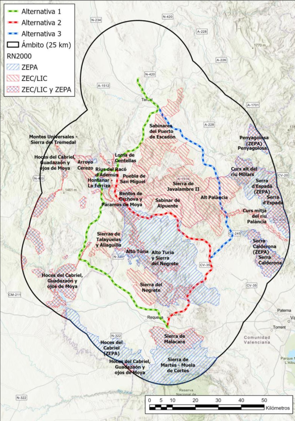 A información pública la línea eléctrica de 400 kV Platea-Requena
