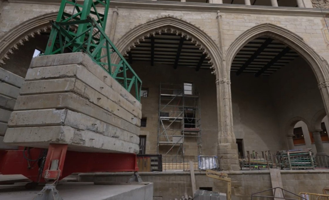 Avanzan a buen ritmo las obras del conjunto Lonja-Casa Consistorial de Alcañiz