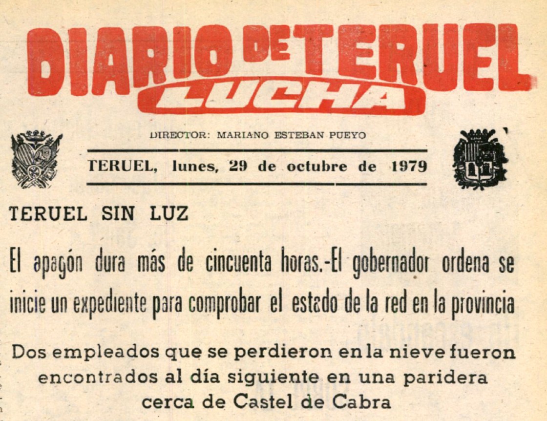 El año en el que el Gran Apagón sumió a Teruel en la oscuridad durante casi tres días