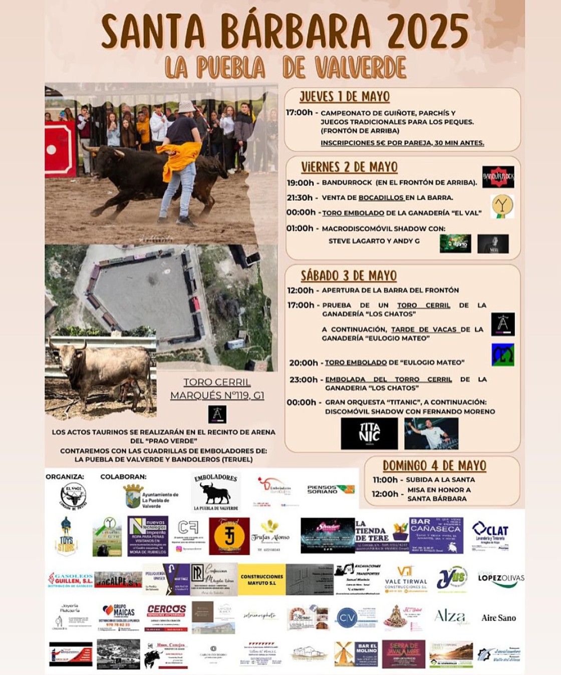 La Puebla de Valverde celebra Santa Bárbara este fin de semana con varios actos taurinos en el cartel
