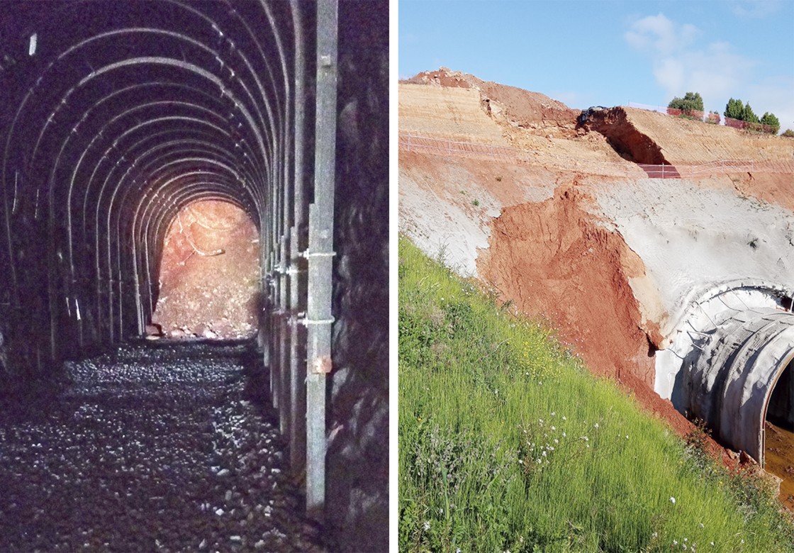 Un túnel del tren en Mora de Rubielos sufre un desplome cuando no había trabajadores