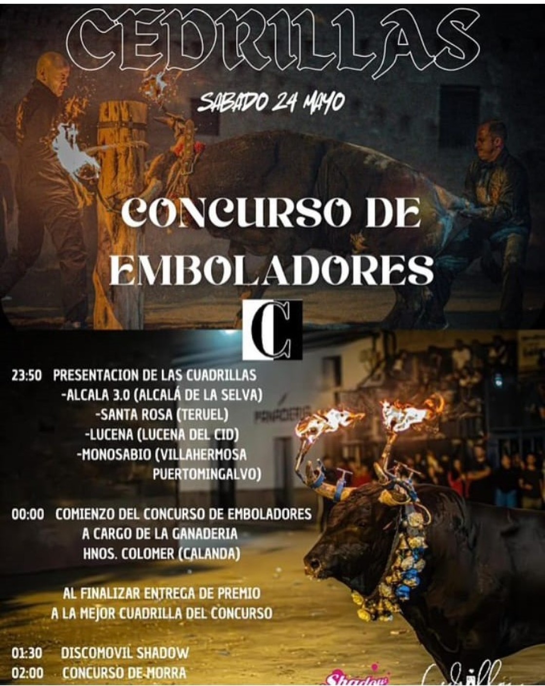 Cuatro cuadrillas de emboladores compiten esta noche en Cedrillas