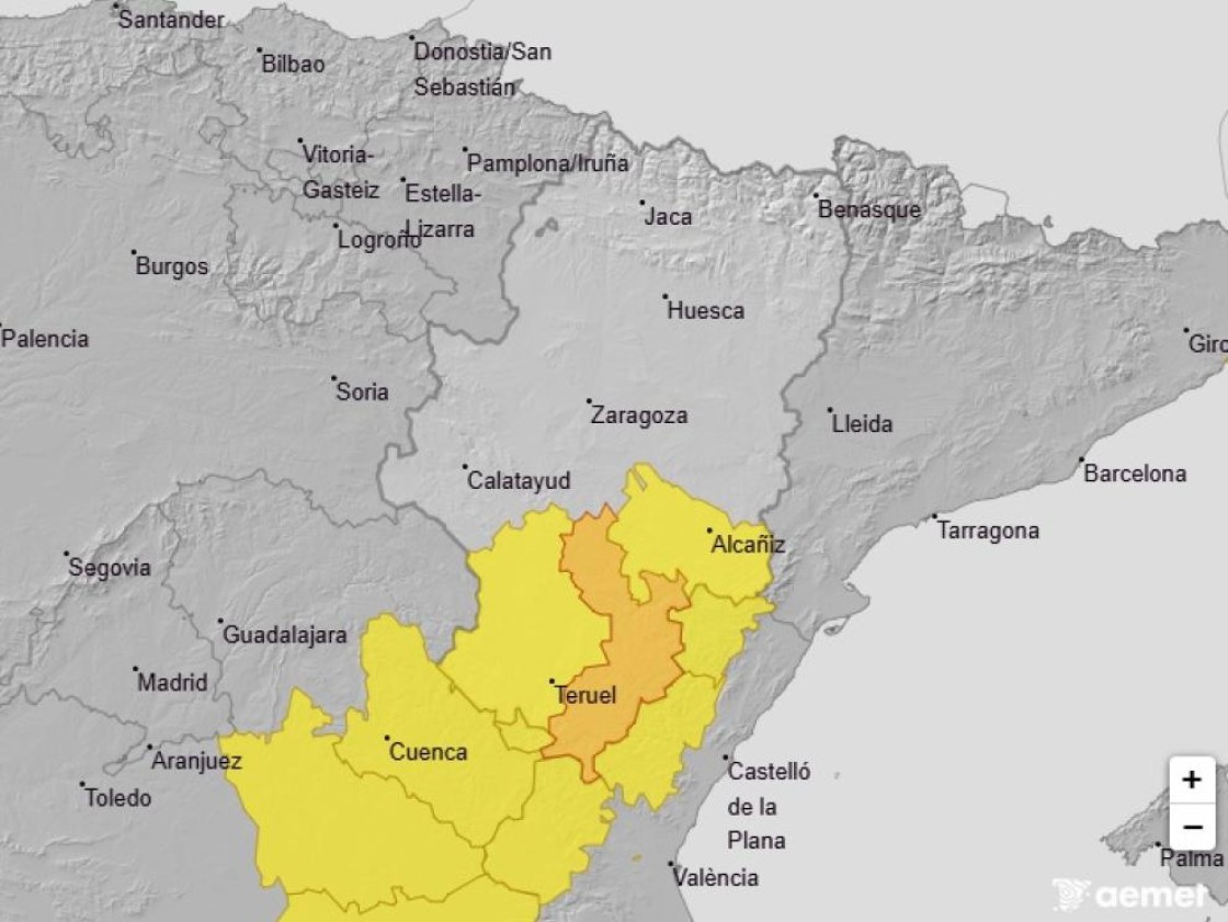 La provincia de Teruel en alerta por lluvias y tormentas