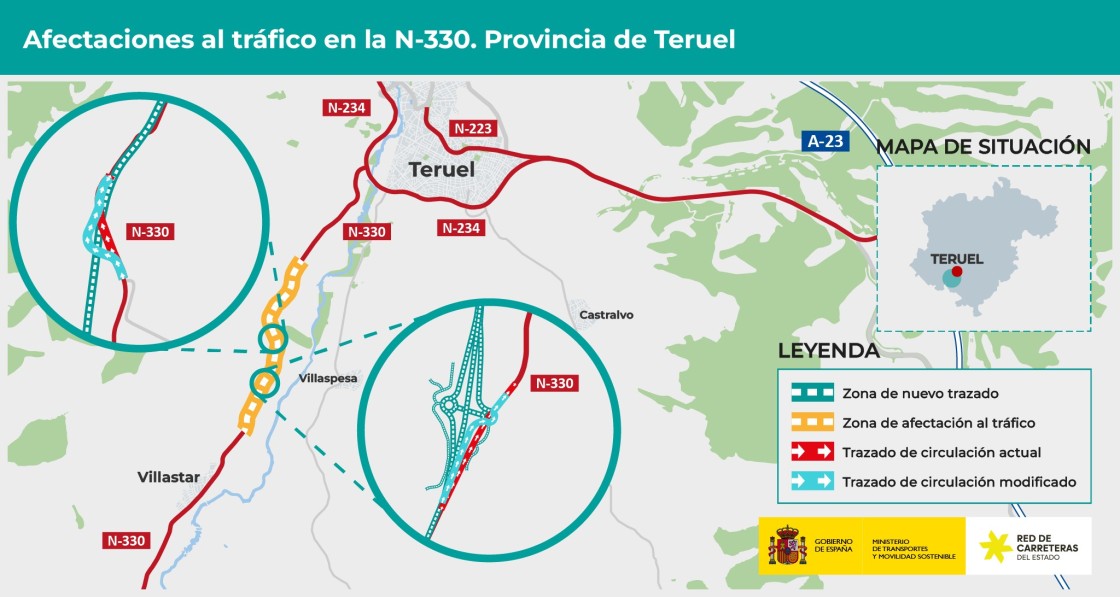 Transportes avanza con las obras de mejora de seguridad vial entre Villastar y Teruel