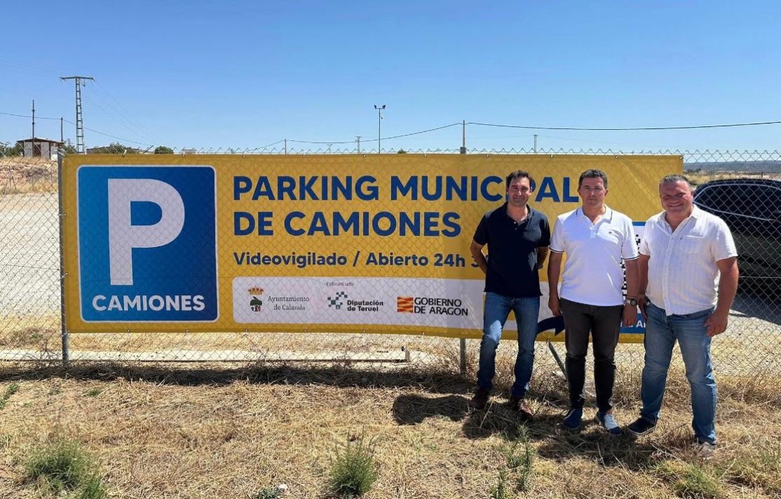El aparcamiento de camiones de Calanda  ya está listo y será gratuito hasta final de año