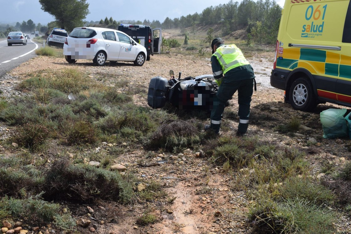 Herido grave un motorista en un accidente en Albentosa